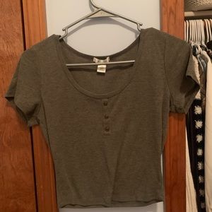 Army Green Cropped Blouse